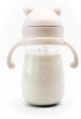 Produktbild von Kidnort Bringebaer Becher mit Strohhalm, 300 ml, beige