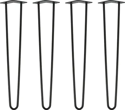 Produktbild von Natural Goods Berlin HAIRPIN Legs, Haarnadelbeine, Möbelfüße, Tischbeine, Schwarz, 60 cm, 2 Streben, 4 Stück