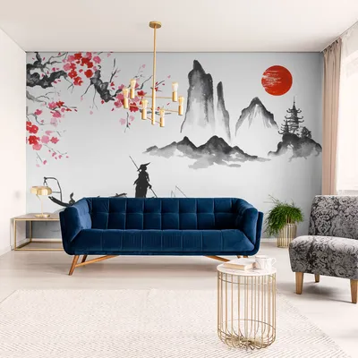 Produktbild von Muralo XXL Selbstklebende FOTOTAPETE LANDSCHAFT Japan Dekor Malerei (B) 416 cm x (H) 254 cm Tapete Wandtapete WOHNZIMMER SCHLAFZIMMER 4630