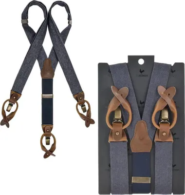 Produktbild von Sir Redman Hosenträger Work Service Herren Damen mit Clips und Lederlaschen für Knöpfe (blue - dunkelblau)
