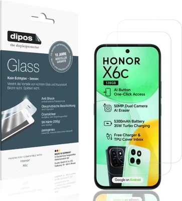Immagine prodotto di 2x Pellicola Protettiva per Honor X6c Protezione Vetro Flessibile 9H dipos