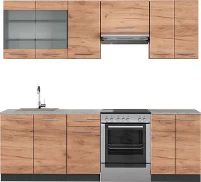 Produktbild von Küchenzeile Vicco Fame-Line Goldkraft Eiche/Anthrazit 240 cm , AP Marmor, Model 42196