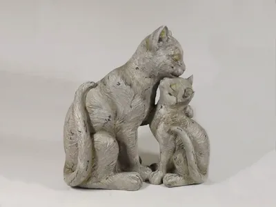 Produktbild von Katze mit Kind Deko Garten Katzen Paar Tier Figur Skulptur Kater Statue Tiger