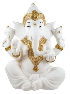 Ganesha-Figur sitzend, Kunstharz, handbemalt, 36 cm