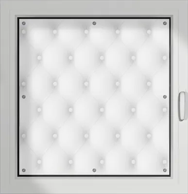 Produktbild von Wallario Lichtschutzbild, Dekorativer Sichtschutz Sonnenschutz 96 x 100 cm mit Motiv: Weiße Ledertür - Verdunklung ohne Bohren