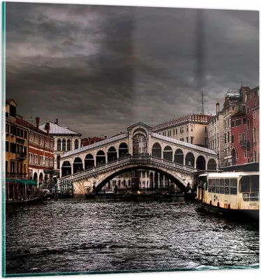 Produktbild von Bilder auf glas - Venedig Brücke Wasser Stadthäuser - 50x50cm - Glasbilder - Wandbilder - Kunstdruck - zum Aufhängen bereit - Wanddekoration aus Glas - Glas Bilder - Wandbild auf Glas - GAC50x50-0339