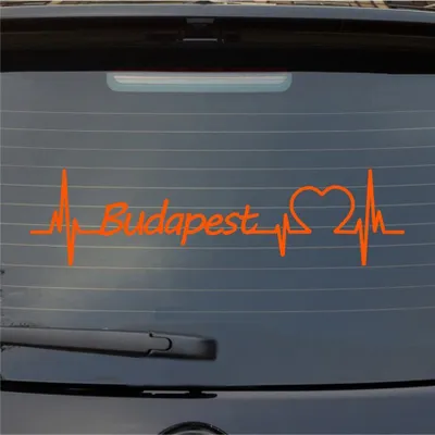 Produktbild von Heckscheibenaufkleber Budapest Herzschlag Puls Stadt Liebe 55x14 cm Orange Auto Aufkleber Sticker