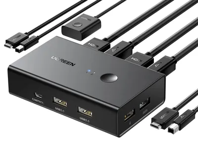 Produktbild von UGREEN HDMI 2.0 KVM Switch 4K@60Hz 2 PC 1 Monitor mit 4 USB 2.0 Ports