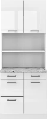 Image de Bloc cuisine Vicco R-Line Blanc Haute brillance 80cm , PT Marbre, Model 40043