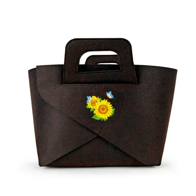 Produktbild von WP MERCHANDISE - Picknick in Sonnenblumen Filztasche Transformator Stoffbeutel Tragetasche Einkaufstasche (40 cm)