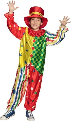 Produktbild von Clown Kostüm bunt Karneval Faschingskostüm Kinder Kindergröße: 128-140