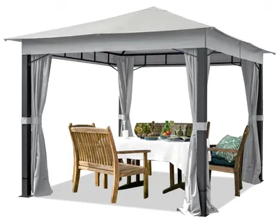 Produktbild von Gartenpavillon 3x3 m ALU Premium ca. 220g/m² Dachplane wasserdicht Pavillon 4 Seitenteile Gartenzelt in grau