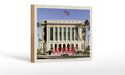Produktbild von Holzschild Reise 18x12 cm Las Vegas USA The MOB Museum Dekoration