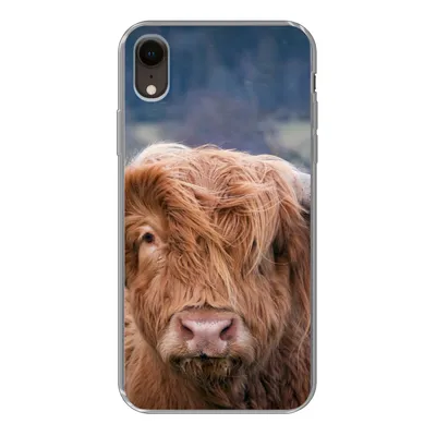 Produktbild von MuchoWow® Handyhülle Schutzhülle Hülle für iPhone XR Schottischer Highlander - Hörner - Berg Silikon Softcase Handy Hülle - Schutzdeckel