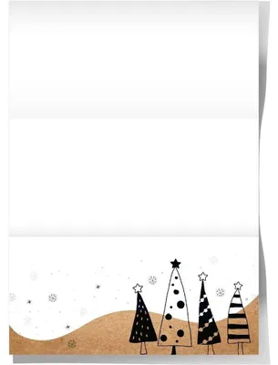 Produktbild von Weihnachtsbriefpapier DIN A4 in Kraftpapier-Optik mit Weihnachtsbäumen und Schneeflocken25 Blatt