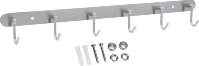 Produktbild von Intirilife Edelstahl Garderobenleiste Modell C - 6 Haken - Kleiderhaken Garderobe Hakenleiste in 5 verschiedenen Designs