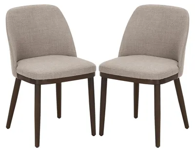 Immagine prodotto di COLAMY Set di 2 sedie da pranzo – Sedie dal design moderno con rivestimento in tessuto e gambe in legno massello, ideali per soggiorno, cucina o sala da pranzo – Marrone