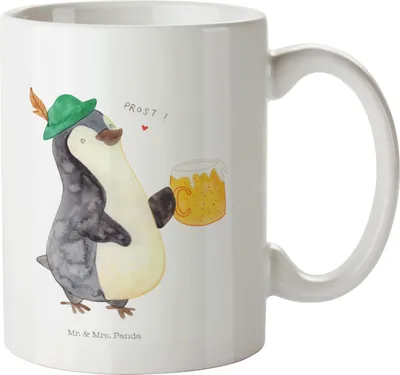 Produktbild von Mr. & Mrs. Panda Plastikbecher Pinguin Bier - Weiß - Geschenk, Haferl, Trinklernbecher, Mehrwegbecher, Reisebecher, , Beschwippst, Pott