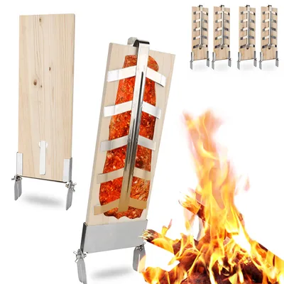 Immagine prodotto di Set di 4 tavole di legno rustiche in acciaio inossidabile per fumare alla fiamma Fiqops