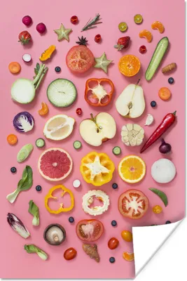 Produktbild von MuchoWow® Poster Gemüse - Obst - Rosa 80x120 cm - Papierdruck