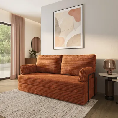 Produktbild von Masseno Schaumstoffsofa SILAR mit Schlaffunktion, Schlafsofa, Wohnzimmersofa, Couch, Sofa, Bettsofa, Kordstoff – Braun TILIA 52