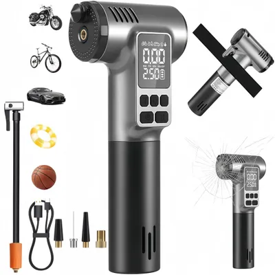 Produktbild von Elektrische Fahrradpumpe mit NotfallwerkzeugTragbarer 150PSI Luftpumpe mit 4000-mAh-Akku,elektrischer Luftkompressor,elektrische Pumpe, 5 Modi und LCD