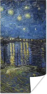 Produktbild von MuchoWow® Poster Sternennacht über dem Orsay Paris - Vincent Van Gogh 80x160 cm - Kinderzimmer