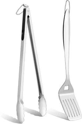 Immagine prodotto di Set di accessori per barbecue con pinze e spatola (2 pezzi)