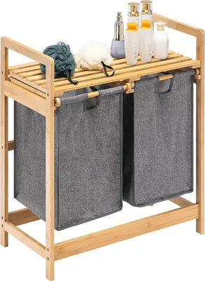 Produktbild von Wasorganizer - Wasmand mit Regal - Wäschesortierer 2 Fächer - Für die nötige Ordnung in deiner Wäsche!