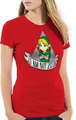 Produktbild von style3 I am not Zelda Damen T-Shirt link hyrule gamer, Farbe:Rot, Größe:XS
