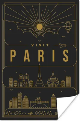 Produktbild von MuchoWow® Poster Stadtbild Paris - schwarz 60x90 cm - Wanddekoration