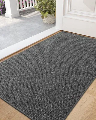 Produktbild von Ibenzoa® Baumwoll-Eingangsmatte 61 x 92 cm – robuste, saugfähige Fußmatte mit rutschfester Gummirückseite, waschbar