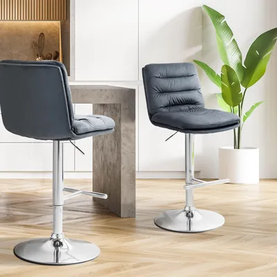 Produktbild von Barhocker HLO-CP247 Samt chrom dunkelgrau