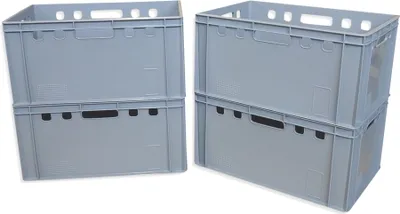 Produktbild von 4 x Eurofleischerkiste Vorratsbox E3 Kiste Behälter Gemüsekiste stabelbar Farbe grau (4xE3 grau)