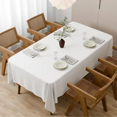 Productafbeelding van Tafelkleed, rechthoekig, 140x220 cm, wit, polyester, afwasbaar, krasbestendig, vlekbescherming