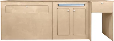 Produktbild von Wohnmobil Küchenzeile aus Birkensperrholz | Flach verpackt | Klappbarer Tisch, Integrierter Stauraum & Schränke mit Platz für Kühlschrank | Campingmöbel Reisemobil Wohnwagen [GRATIS Handtuchhalter]