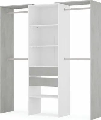 Produktbild von Kleiderschrank >Tidy< in Artik-Weiß / Beton Grau - 179x202x50 (BxHxT)