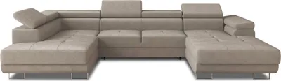 Produktbild von Wohnlandschaft Caris U mit Schlaffunktion und einstellbare Kopfstützen, Ecksofa mit zwei Bettkästen, Couch, Sofa, Bettsofa (Beige (Paros 02), Ecksofa Rechts)