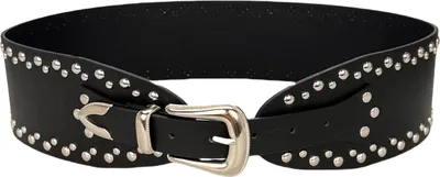 Produktbild von Punk-Style Gürtel mit Nietenverzierung, breiter Bund aus Kunstleder, vielseitiger Hemdgürtel, modisches Accessoire