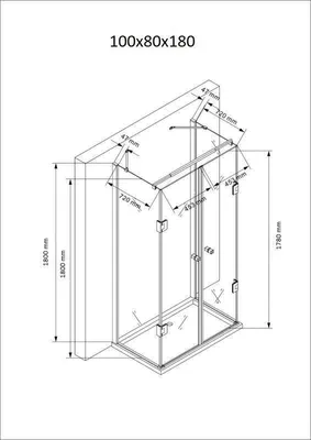 Obrázok produktu pre Glaswerk Westfalen - Emma 80x100x80x180 cm sprchový kút v tvare U vrátane sprchovej vaničky