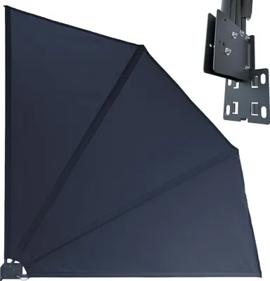 Produktbild von Sichtschutz Fächer 140 x 140 cm EASY MOUNT GRAU Balkon Trennwand Windschutz Sonnenschutz
