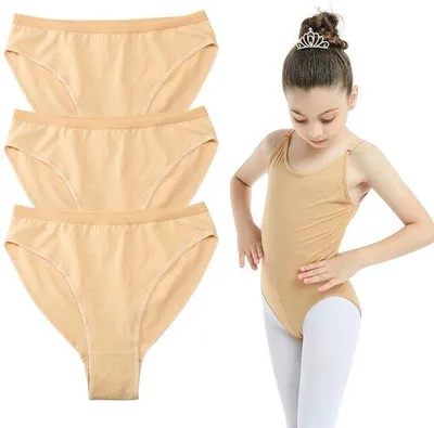 Produktbild von 3 Stück Unterwäsche-Set – Höhergeschnittene Slips – Mittelhohe Taille – Ideal für Ballett/Gymnastik – Für Mädchen im Alter von 10-12 Jahren – Bequem und atmungsaktiv – Tanzhose