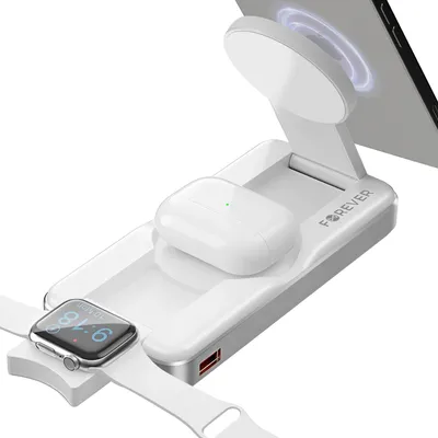 Produktbild von Forever, MagSafe Powerbank 3-in-1 iPhone/Watch/AirPods 10000mAh, Weiß