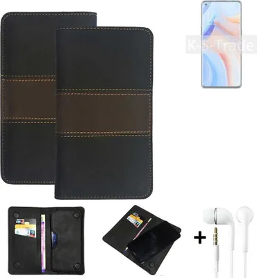 Produktbild von K-S-Trade Handyhülle + Kopfhörer kompatibel mit Oppo K7x Schutzhülle Walletcase Bookstyle Tasche Schutz Case Hülle Wallet Cover Kunstleder