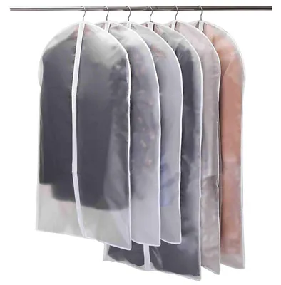 Zdjęcie produktu dla Zestaw 6 pokrowców na ubrania – przezroczyste, ochronne pokrowce – wymiary 120 x 60 cm i 100 x 60 cm