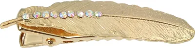 Produktbild von Metal Haarklammer Feder mit Strass in der Farbe Gold