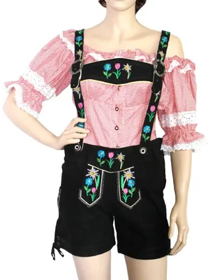 Produktbild von Damen Kurze trachtenlederhose damenlederhose Ziegenleder Wildbockleder, Größe:38
