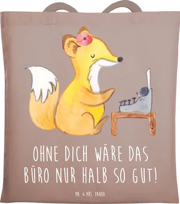 Produktbild von Mr. & Mrs. Panda Shopping Tasche Sekretärin Beste - Braun Pastell - Geschenk, Aufmerksamkeit, Dankbarkeit, Jutebeutel, Schultasche, Stoffbeutel, Anerkennung, Danke, sagen
