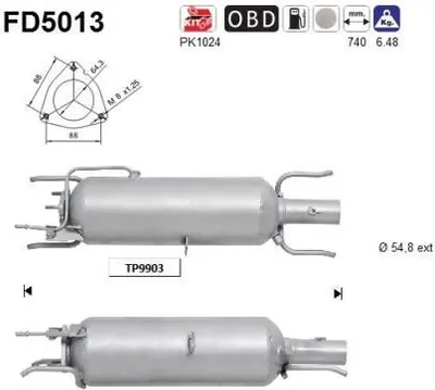 Produktbild von AS FD5013 Dieselpartikelfilter Rußpartikelfilter DPF für OPEL Vectra C Caravan (Z02) Abgasanlage Diesel