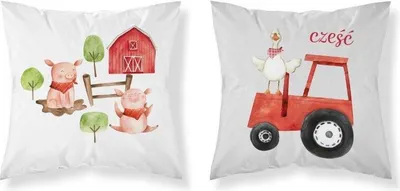Zdjęcie produktu dla Poszewka na poduszkę, poszewka dziecięca 100% bawełna 40x40cm Happy Farm, zwierzęta 0005a